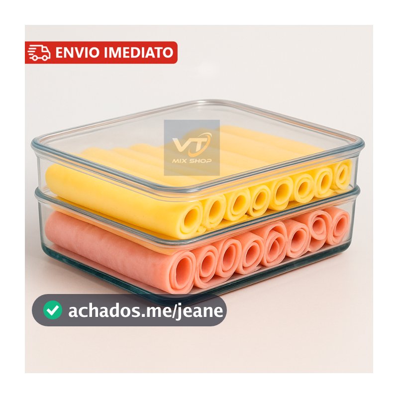 Porta Frios Presunto Queijo Acrílico Resistente Duplex Duplo Com Tampa Hermético Empilhável