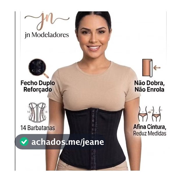Cinta Modeladora Cetinete Premium – 14 Barbatanas – Alta Compressão e Postura (Não Enrola)