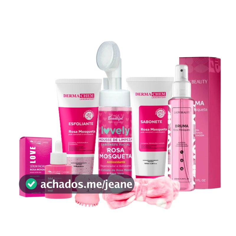 Kit skincare rosa mosqueta limpeza de pele bruma facial