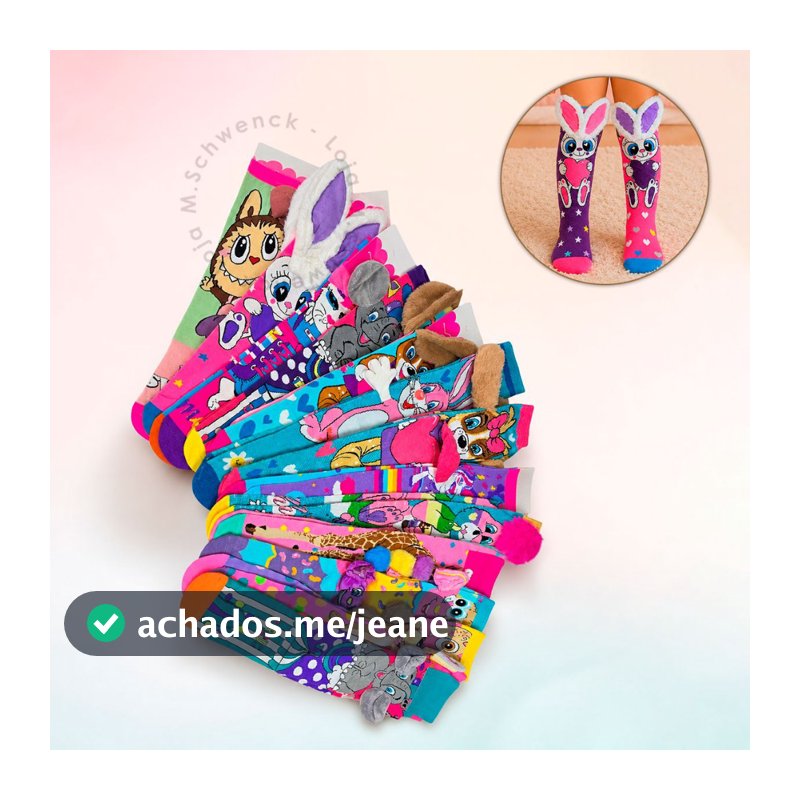 Meias 3D Divertida Infantil Cano Alto Menino ou Menina Divertida Personagens Conforto Diversão
