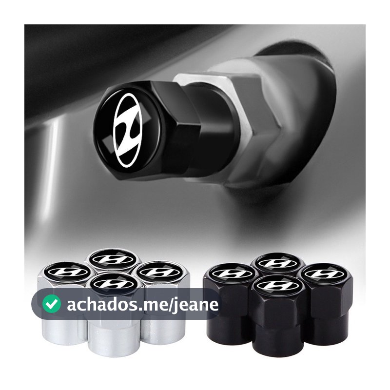 4pcs Tampa De Ar De Liga Metálica Para Carro Prata/Preto Hexagonal Do Núcleo Da Válvula De Pneus Hyundai Personalizar