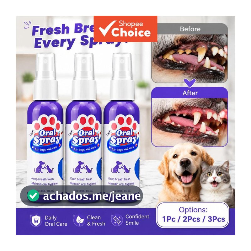 Spray Oral Para Animais De Estimação 30ml , Cuidados Com As Gengivas , Placa De Controle De Mau Hálito , Tártaro , 1 Peç