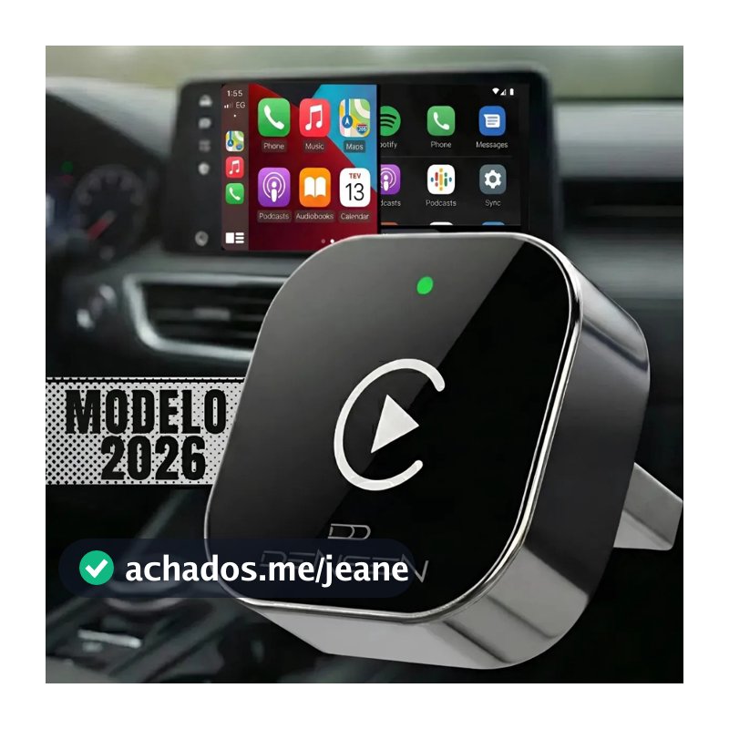 Carplay Adaptador Sem Fio Car Play Android Auto Usb Wireless Automático Modelo 2025 e 2026