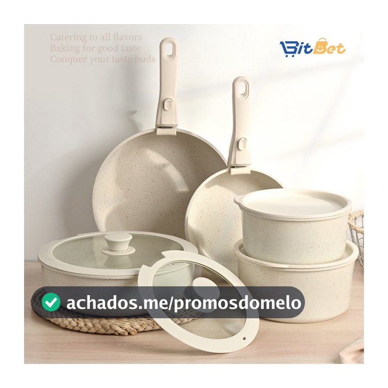Conjunto de Panelas Antiaderentes 5 -15 Peças com Cabo Removível UT-63/UT-64