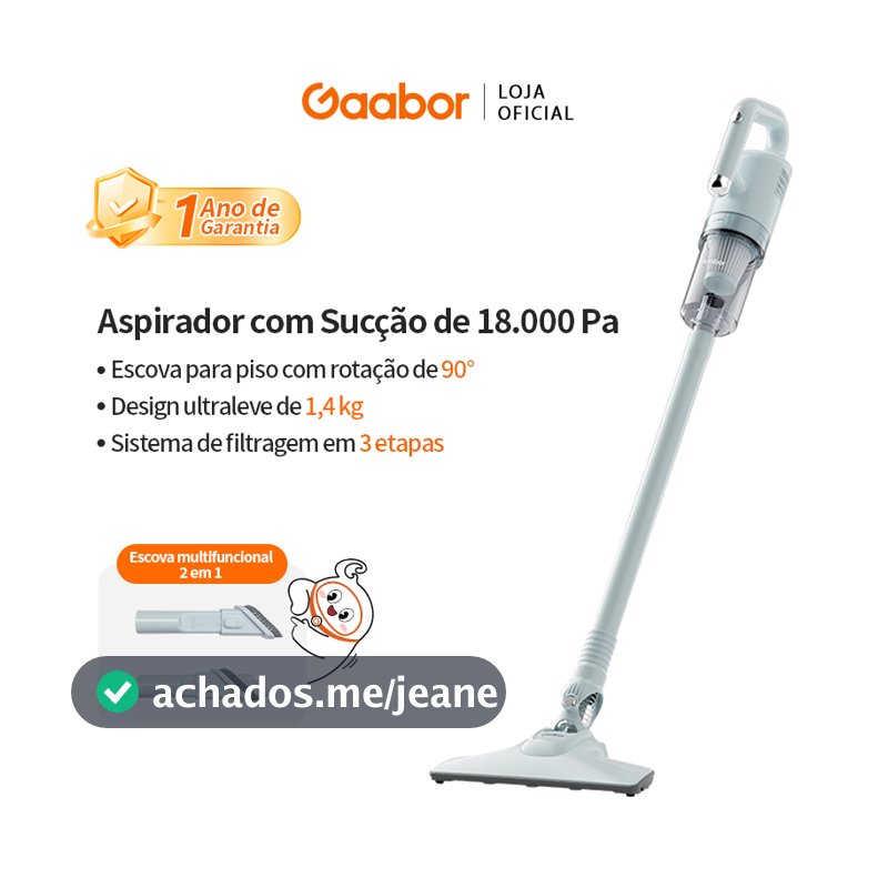 Gaabor 16000Pa Aspirador de Pó 2 em 1 Forte Sucção Longo 4.5m Limpeza Profunda CW-18M02A