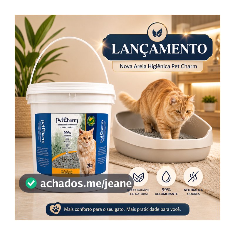 Areia Higiênica Premium para gatos 100% Mandioca Areia Biodegradável P Caixa de Areia Para Gatos