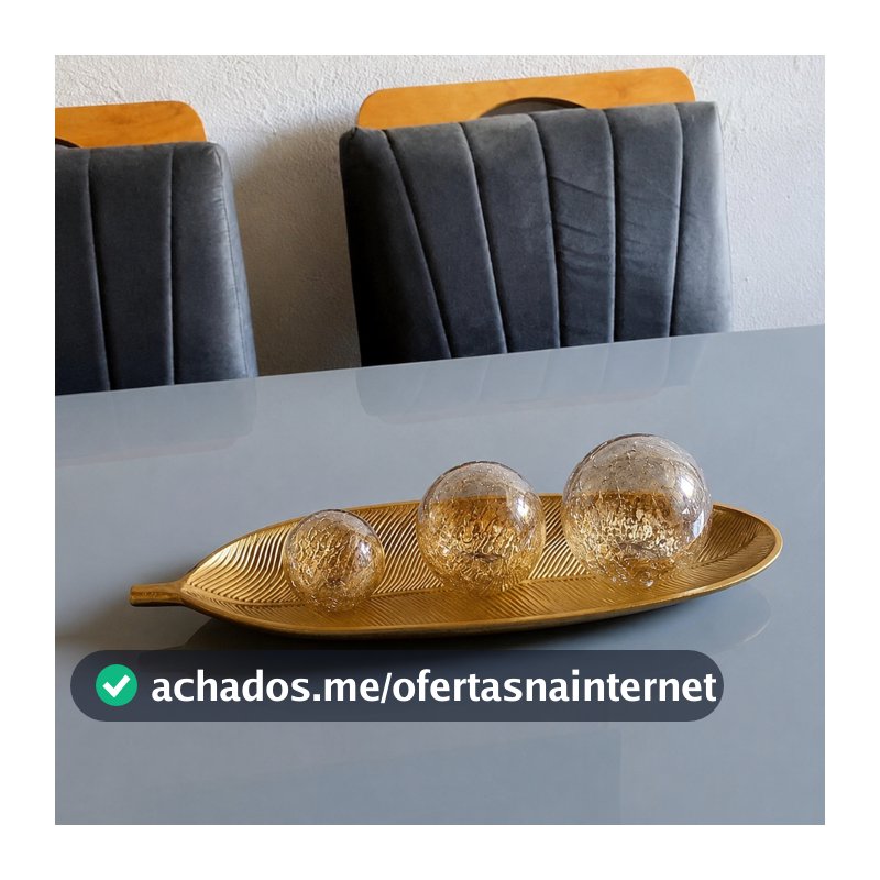 Enfeite Folha Dourada Decorativa em Resina Luxo para Sala Quarto Mesa e Cozinha Fruteira