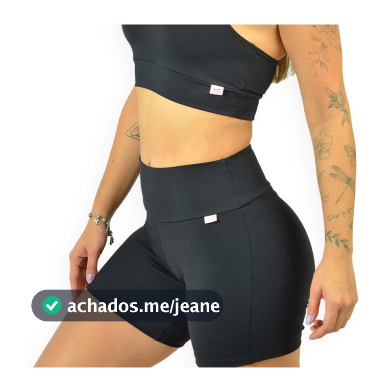 Shorts Meia Coxa de Poliamida Suplex Fitness Feminino Academia Cintura Alta UV50+ Zero Transparência