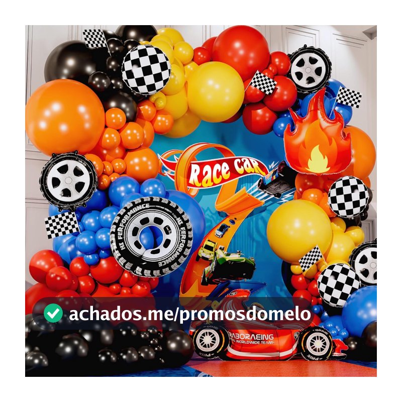 Kit 130 Balões Coloridos Decoração Tema Carros Bexigas Para Festa Arco Desconstruído + Fita