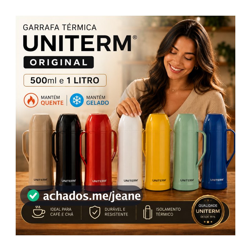 Garrafa Térmica Café 500ml e 1 Litro Uniterm Original Roma Chá Água Leite