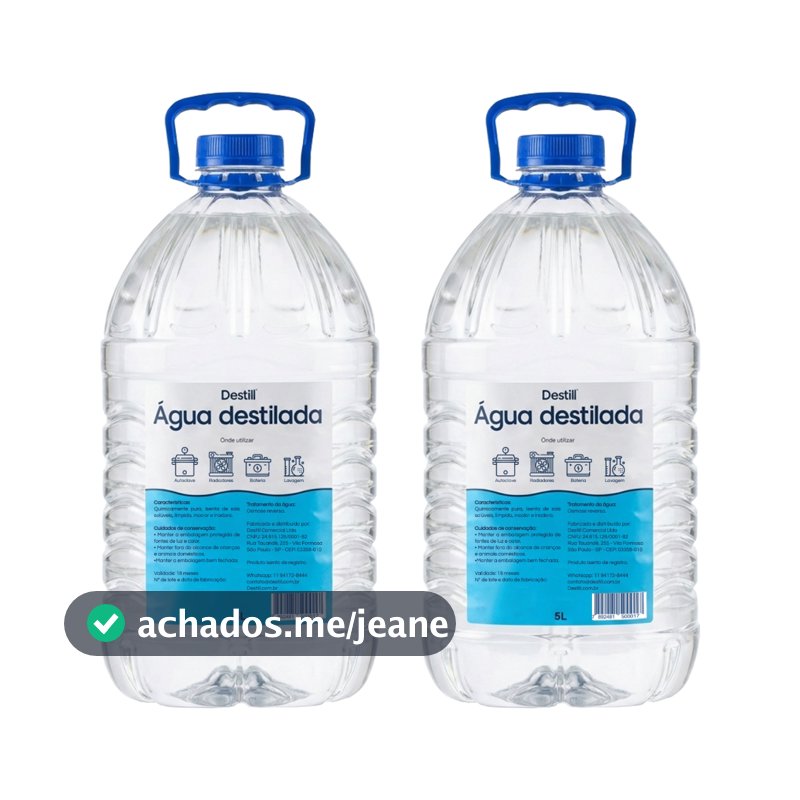 2 Destill Água Destilada Galão5 Litros autoclave Cpap Desmineralizada softwater asfer