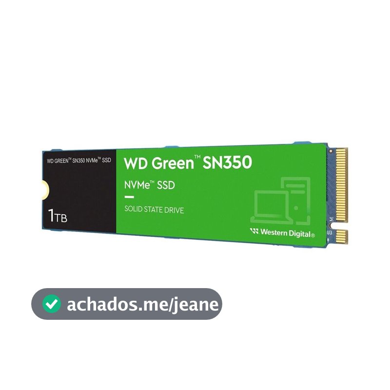 SSD M.2 NVMe 1TB Western Digital WD Green SN350 Velocidade de Leitura/Gravação até 2400/1850MB/s Gen3x4 WDS100T2G0C