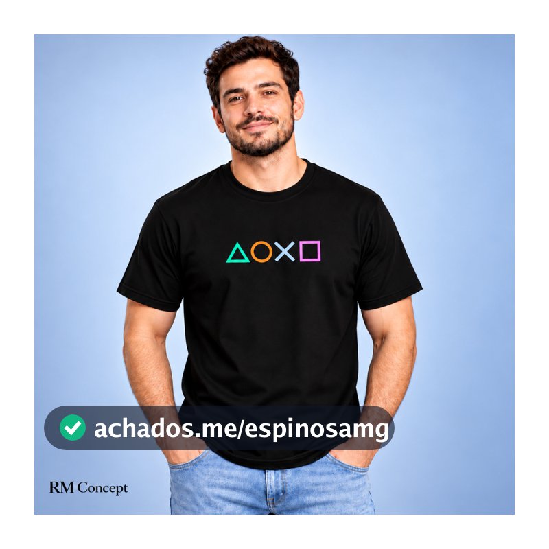 Camiseta Masculina 100% Algodão | Estampada DTF Casual | Unissex | Símbolos do Controle PlayStation | Gamer Geek