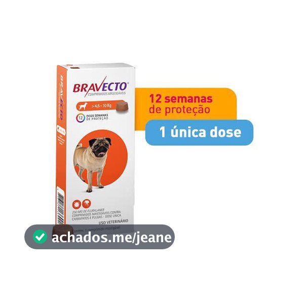 Antipulgas Bravecto 4,5 à 10 kg 1 Comprimido original