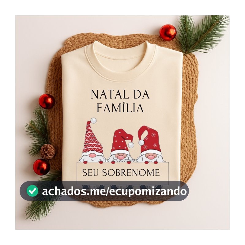Camiseta 100% Algodão Natal Da Família Personalizado Sobrenome Natalina Festas Fim de Ano Fofa