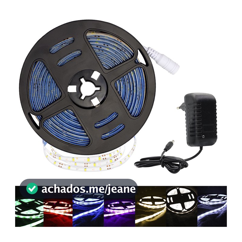 Fita Led 2835 Rolo 5 Metros Luz 12v 300leds Ip65 Dupla Face + Fonte Bivolt