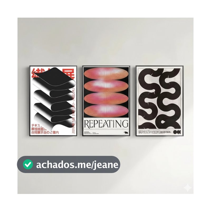 Quadros decorativos Japonês vintage abstrato (3 peças)