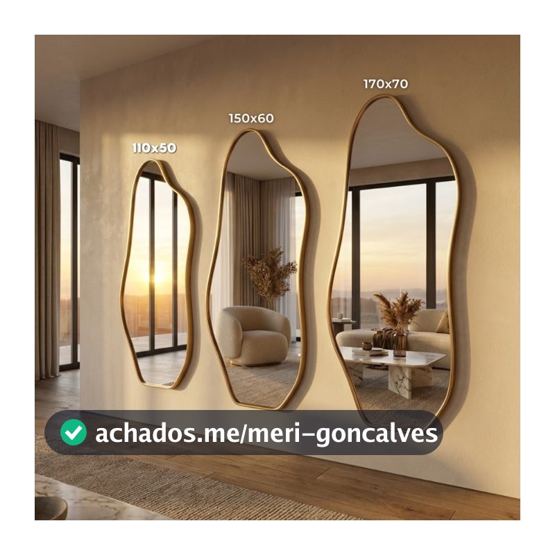 Espelho Lopazzi Orgânico Dourado Preto Prata Bronze Off White Luxo
