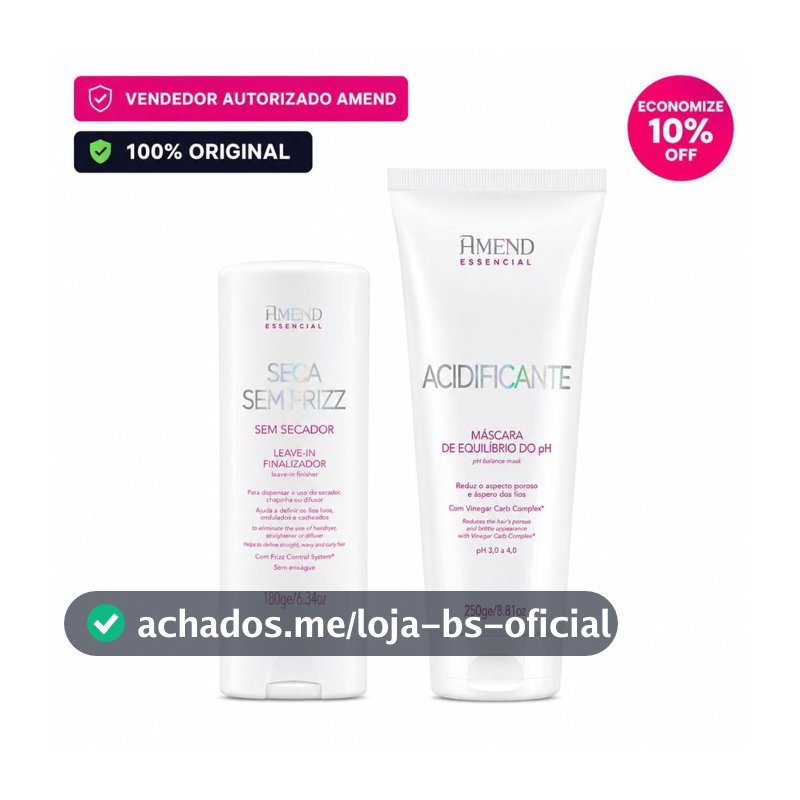 Kit Essencial Seca Sem Frizz,  Acidificante - Amend