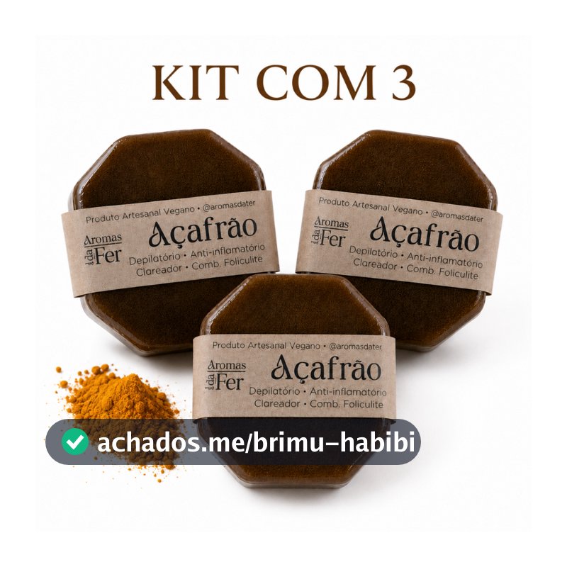 Kit Sabonete Facial de Açafrão Esfoliante Depilatório e Clareador Natural Artesanal Anti-Acne e Foliculite