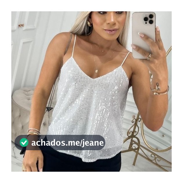 Blusa Feminina de Alcinha Paete Brilho Tendencia Festa Verão Reveillon