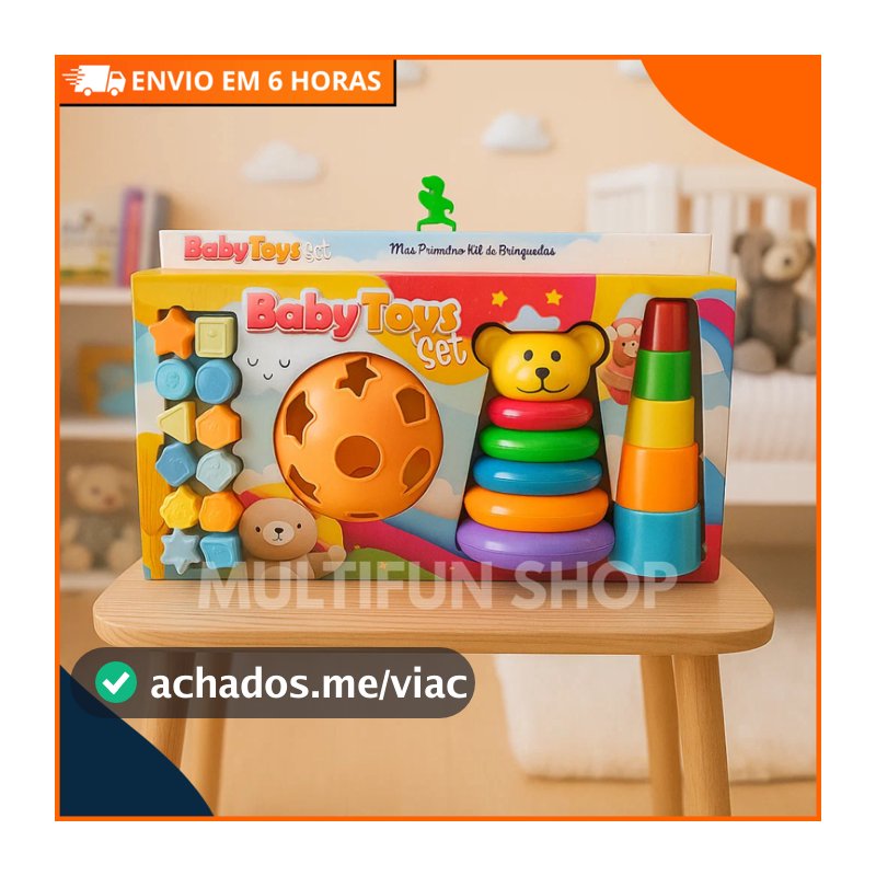 Kit de Brinquedos Educativos para Bebê | Empilhar, Encaixar e Estimular com Formas Coloridas