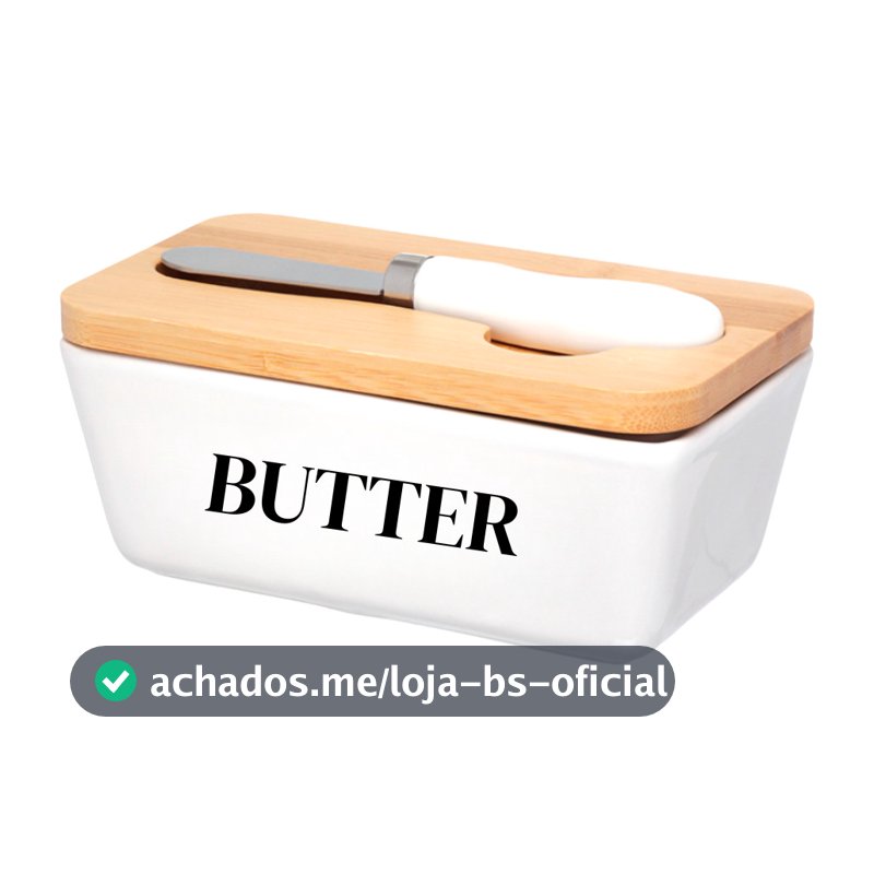 Manteigueira Porcelana Espátula Tampa Manteiga Cozinha Decoração Alimento Branco 400ml