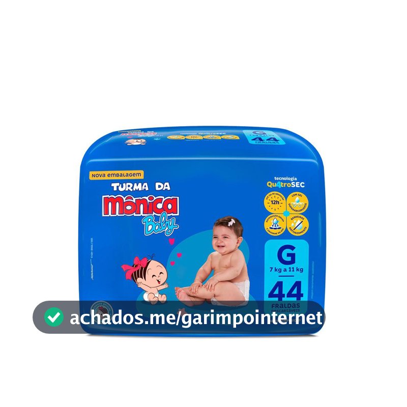 Fralda Turma da Mônica Baby Mega G com 44un