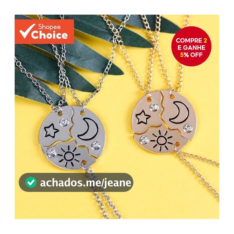 Sol Lua Estrela Pingente Colar Melhor Amigo BFF Casal Jóias Moda Presente