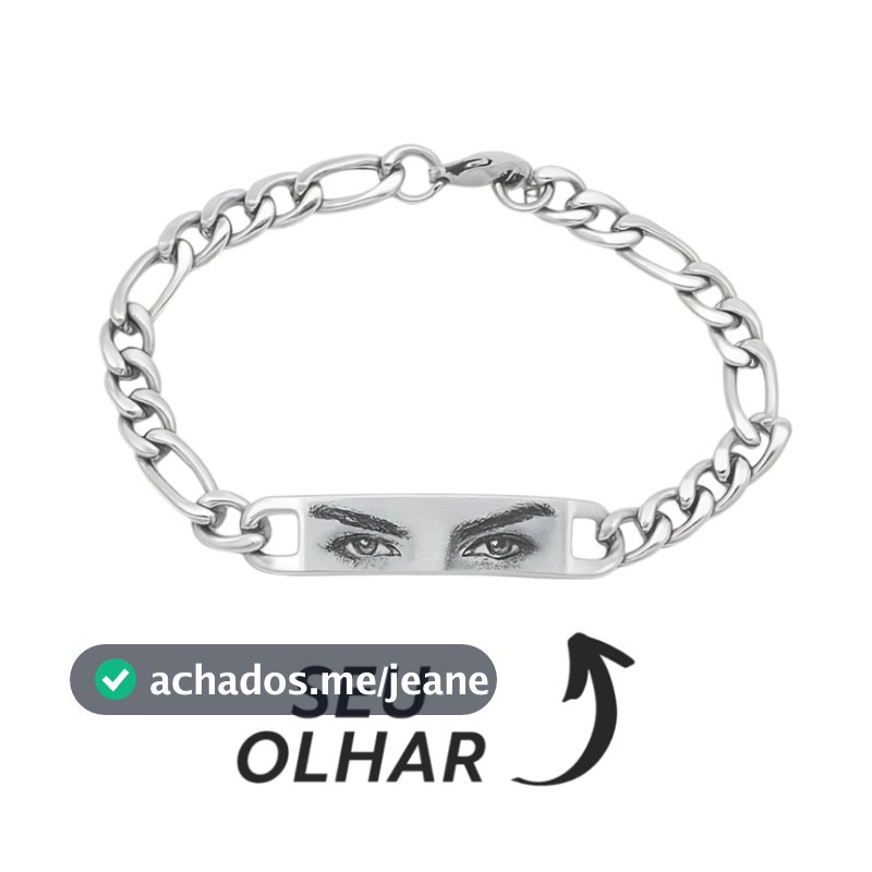 Pulseira Bracelete Aço Inoxidavel Olho Olhar Face Masculino Feminino 20cm