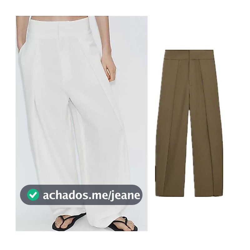ZA Calça reta de cintura alta plissada versão balão1255557 4661402