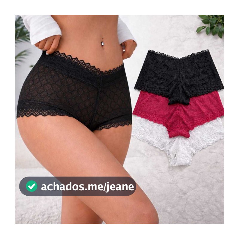 Calcinha de Renda Sensual kit com 10 Caleçon fio dental Shortinho calesson com forro