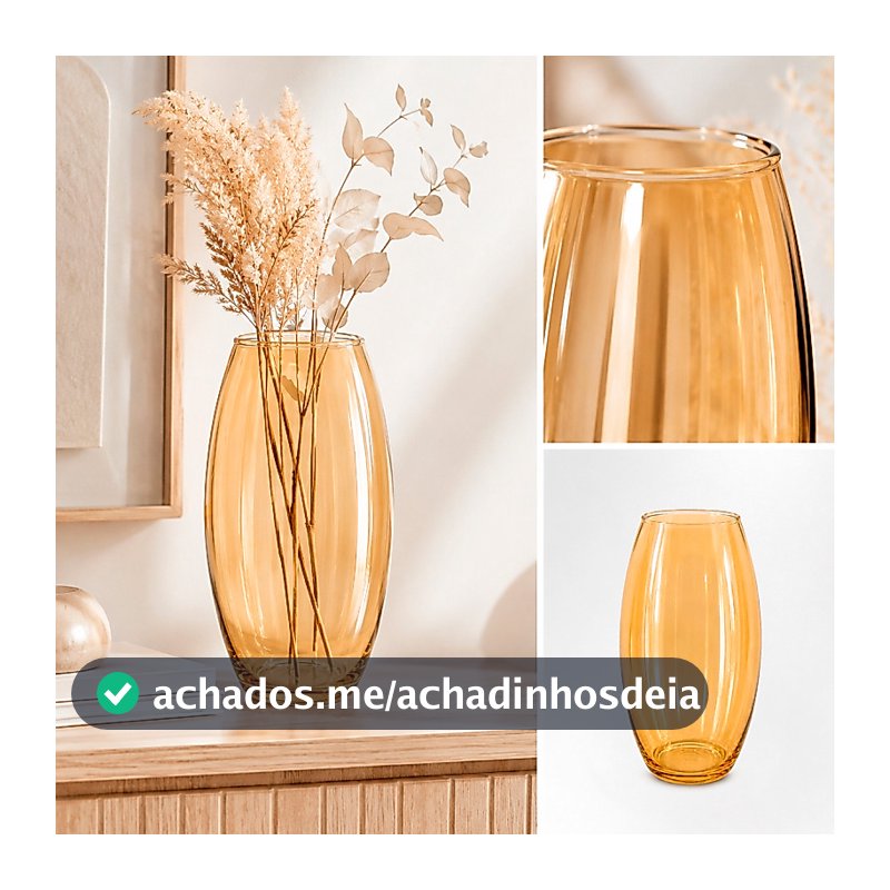 Vaso Decorativo Romeu Âmbar em Vidro Transparente Elegância para Sua Decoração