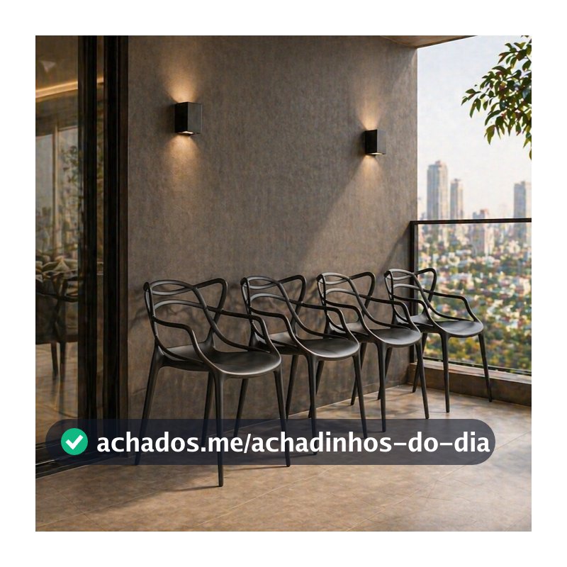 Kit 4 Cadeiras Allegra Preta — Varanda Gourmet e Cozinha Moderna Design Vazado