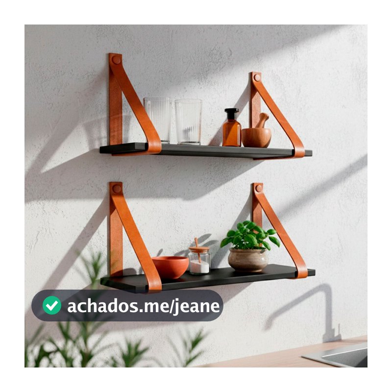 Kit 2 Prateleira de Madeira Prateleira Suspensa Com Alça  Para Cozinha Prateleira Decorativa