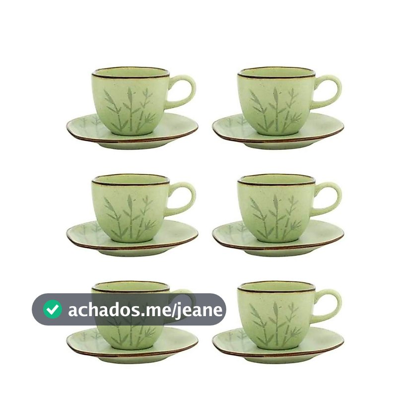 Conjunto de 6 Xicaras 220 ml e pires Ryo Bambu Oxford