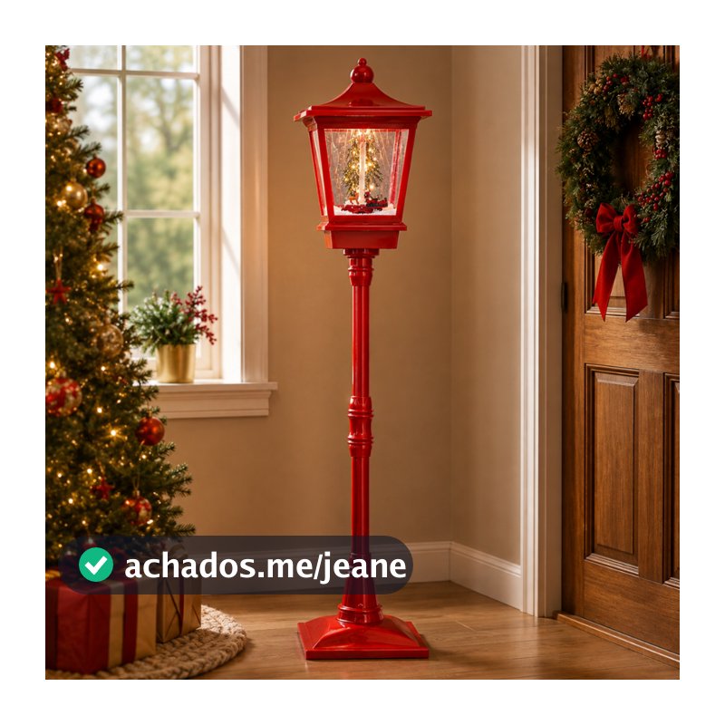 Poste de Natal 185cm com LED e Som Enfeite Natalino Grande Decoração de Natal Musical
