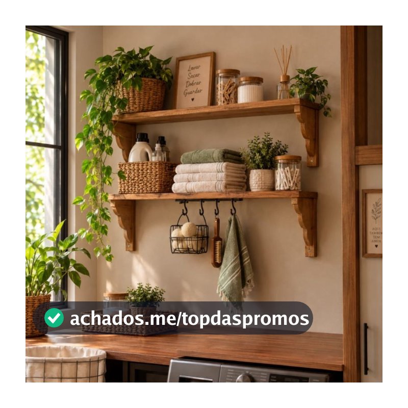 Prateleira Rústica de Madeira com Suporte | Decoração Farmhouse | Organizador
