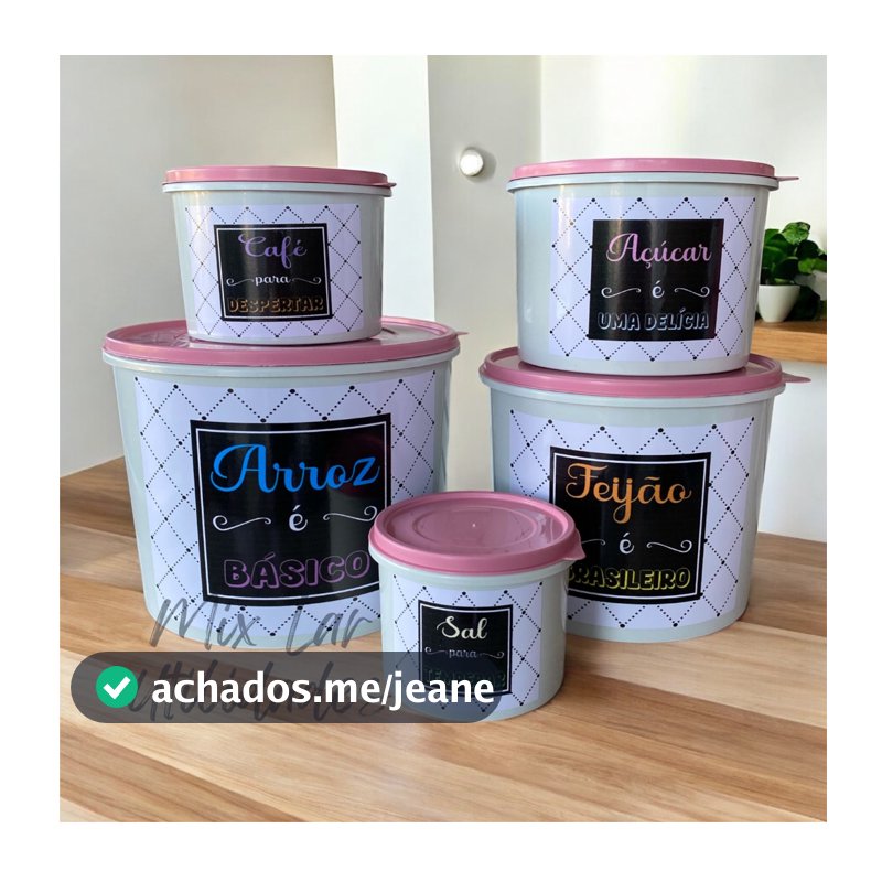 Kit de potes mantimentos de cozinha com 5 peças porta condimentos