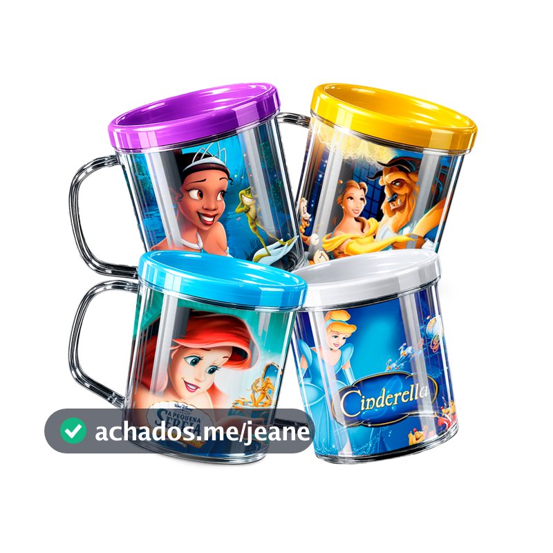 KIT 10 Canecas Personalizadas Lembrancinha de Aniversário Festa Infantil Princesas