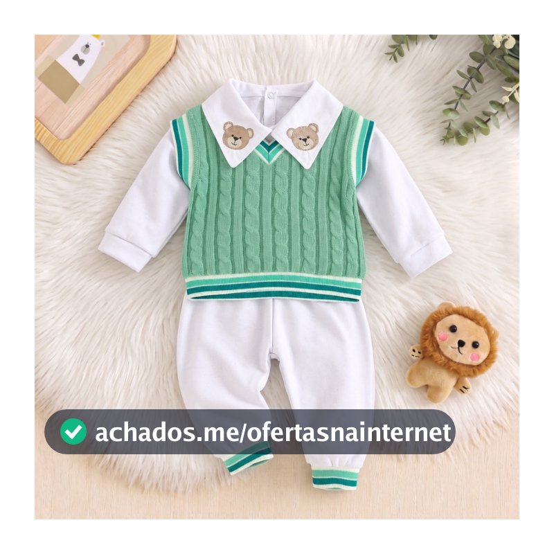 Conjunto Pagão Suéter Premium Gola Bordada Bebê Suéter + Body + Calça Masculino Tamanho Único RN