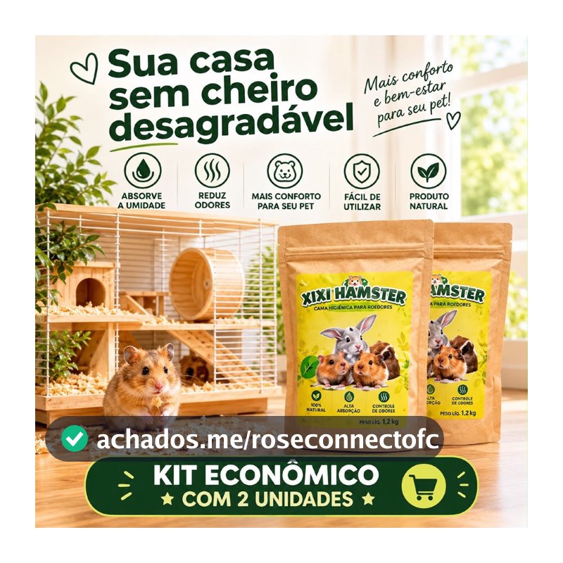 Eliminador de Mal Cheiro Xixi Hamster 200g Pó Higiênico Absorvente para Gaiolas de Coelho Porquinho da Índia Chinchila