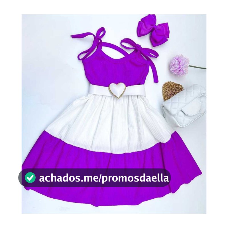 Vestido Infantil menina três maria Roxo e Branco