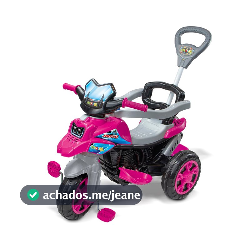 Triciclo Infantil Maral Moto Trail Rosa Passeio e Pedal