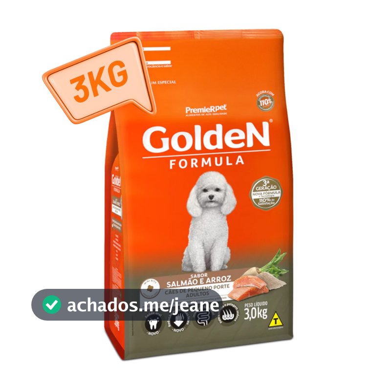 Golden Formula Cães Mini Bits Adultos 3kg Salmão & Arroz