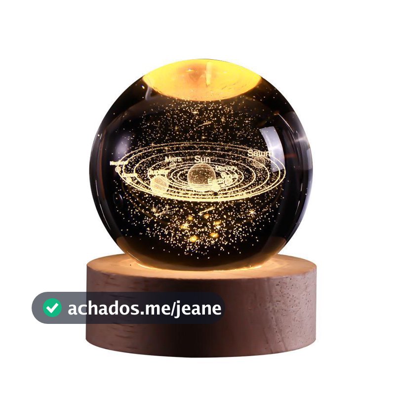 Luminária Decorativa de mesa globo de LED bola de cristal 3d enfeite universo USB