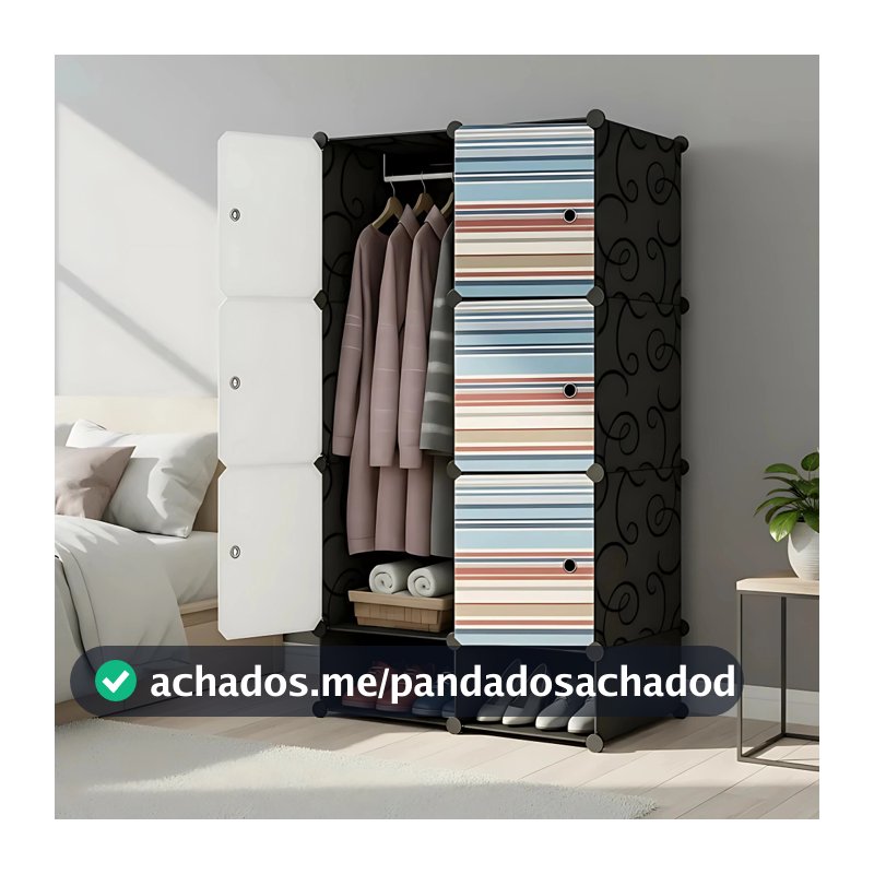 Guarda-Roupa Modular Colorido 6 Portas Armário Organizador de Roupas e Sapatos
