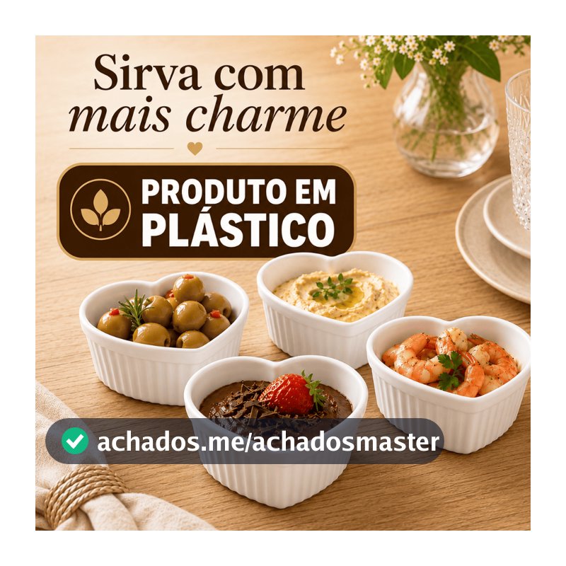 Cumbuca de Coração Branca para Sobremesas Petiscos e Molhos