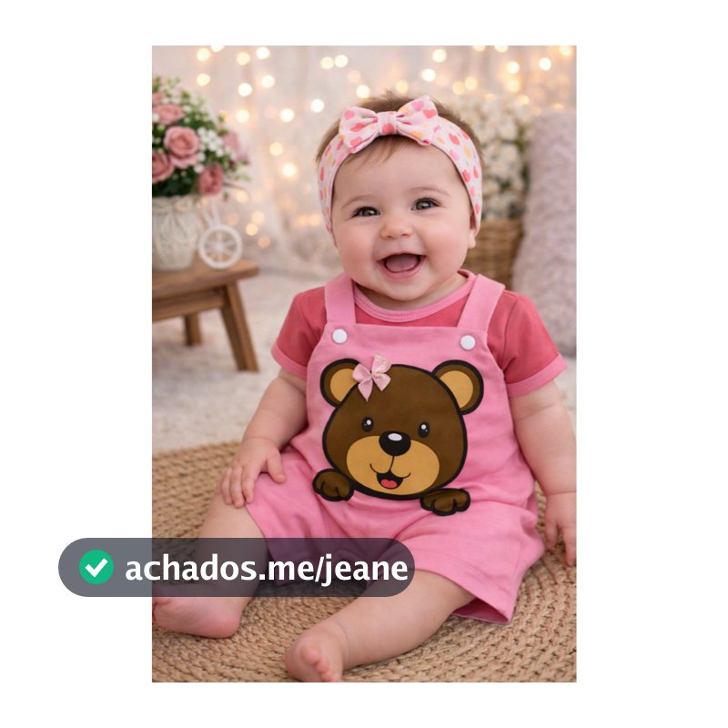 Jardineira Macacão Bebê Menina Recém-Nascida Fofo com Desenhos Estampados Roupinha Estilosa