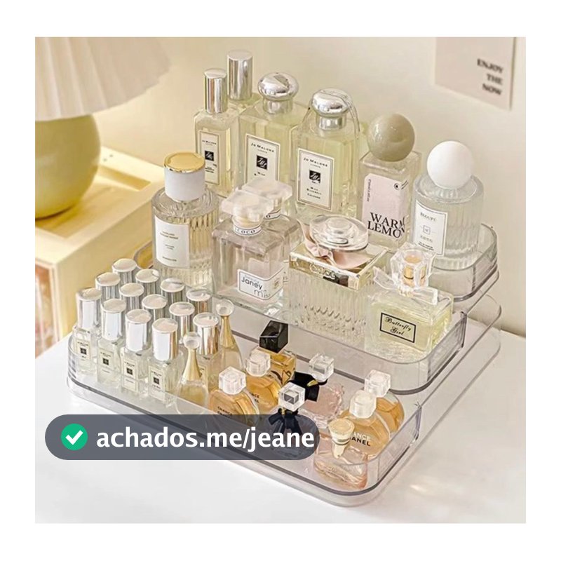Expositor de Perfumes Cosméticos 3 Andares Multiuso Organizador Prateleira Diamante Acrílico Porta Maquiagem Beleza